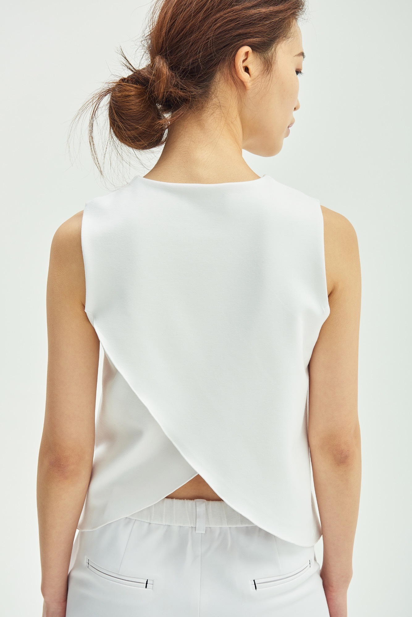 Couple Fabric Cut-off Top - White