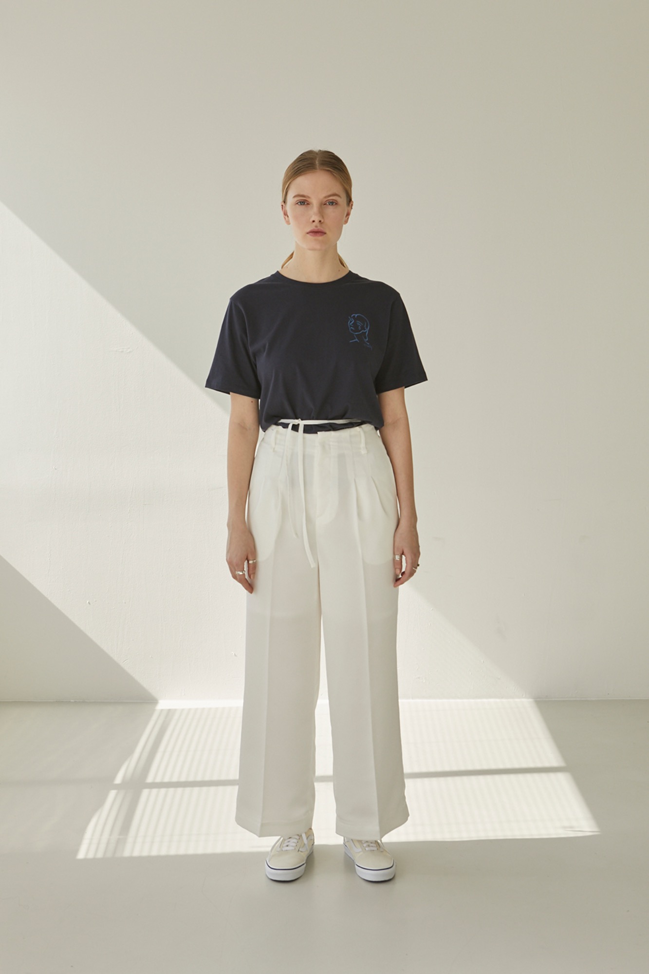 [Sample Sale] Double Strap Silky Wide Pants - Ivory