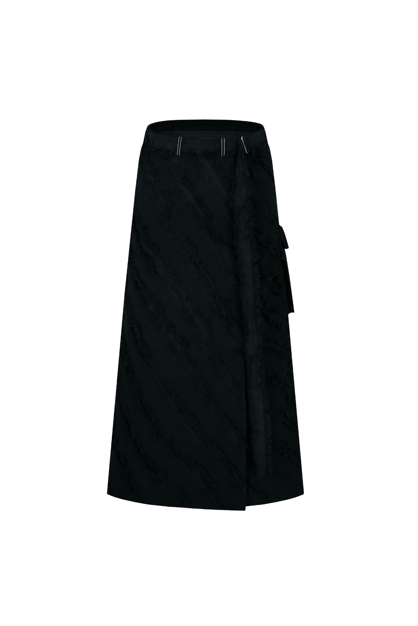 Diagonal Tassel Skirt - Black