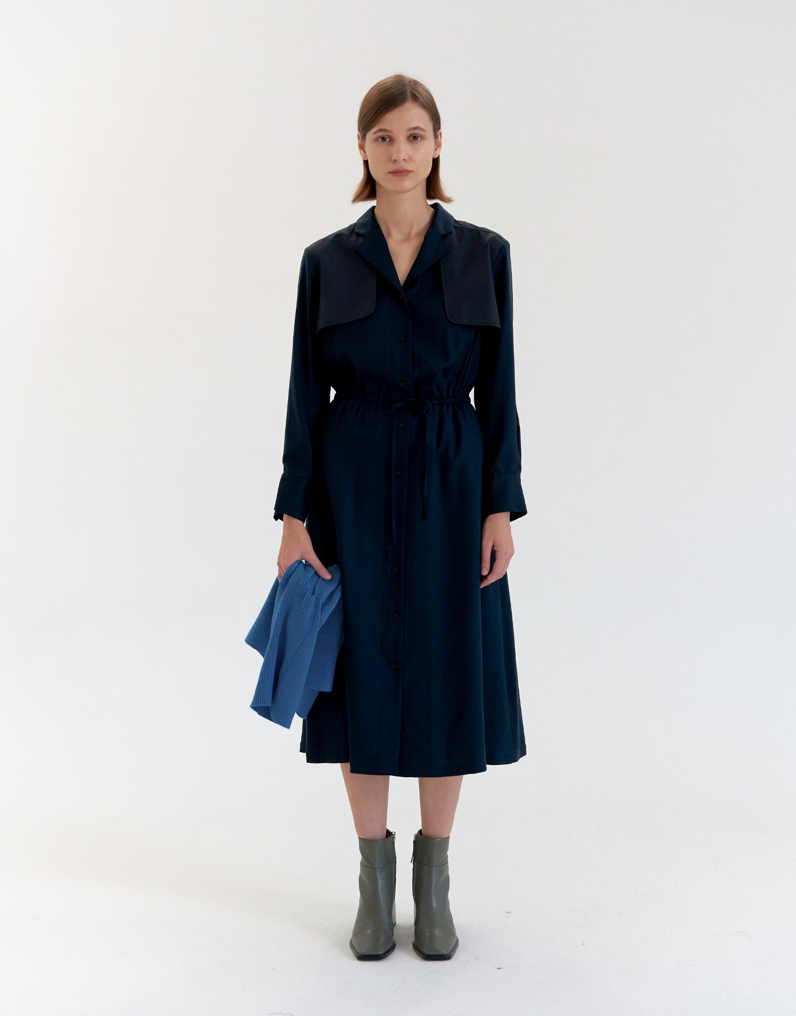 [Sample Sale] Trench Coat  Dress - Navy