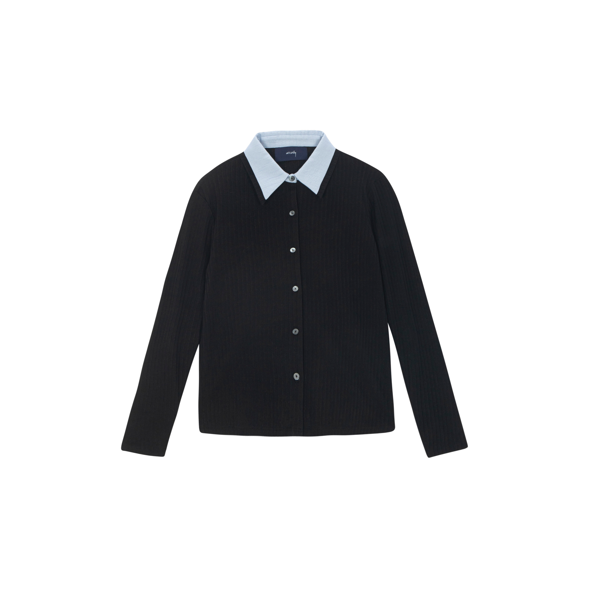 Double Collar Jersey Shirt - Black